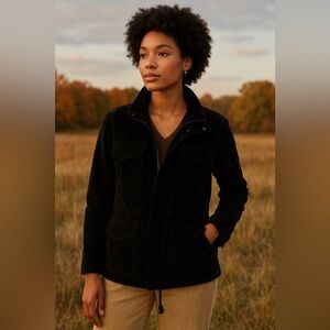 Vtg Denim & Supply Ralph Lauren‎ Women Jacket Sm Black Velvet Cargo Military